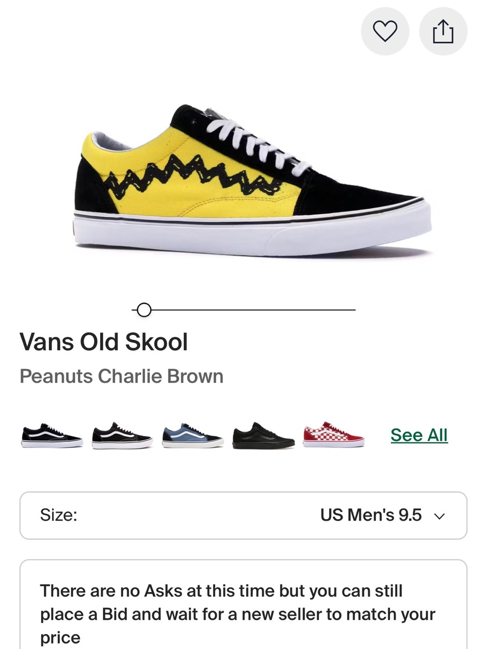 Vans Kids Old Skool Peanuts Charlie Brown Yellow & Black Sneakers